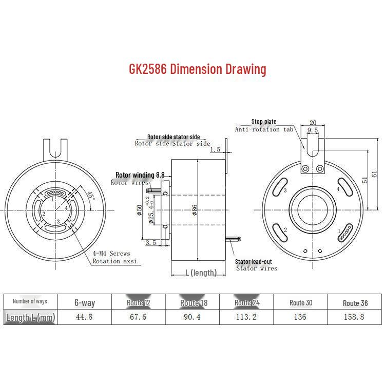 6-12 Circuit High-Speed Conductive Slip Ring, 360-Degree Rotary, 10A, Through-Bore Design