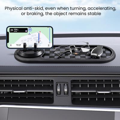 Dashboard Anti Slip Mat with Phone Holder 360-Degree Rotation Dashboard Mount Built-in Parking Number Plate Secure Phone Holder for Driving