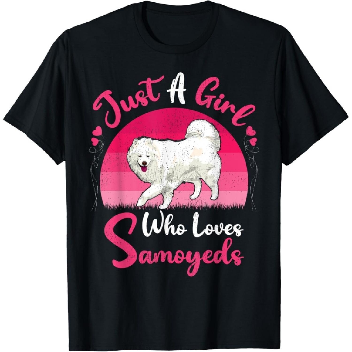Vintage Samoyed Dog Lover Just A Girl Who Loves Samoyeds T-Shirt S