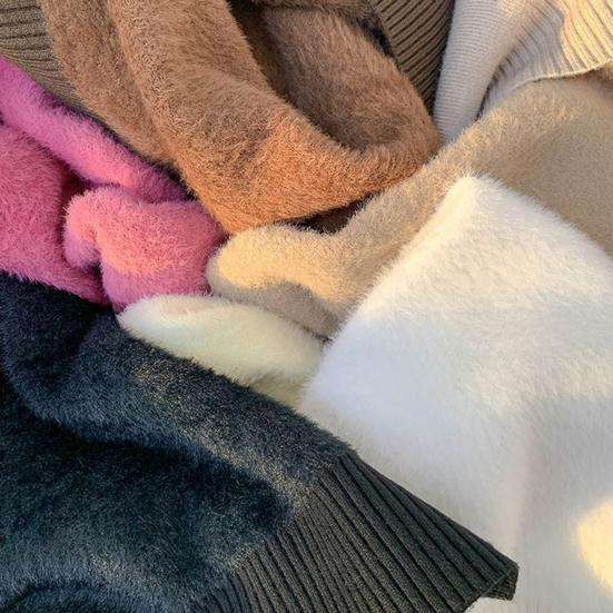 Knitting Tops Women Long Sleeve Turtleneck Sweater Solid Color Thickened Fleece Lined Autumn Winter Knitwear