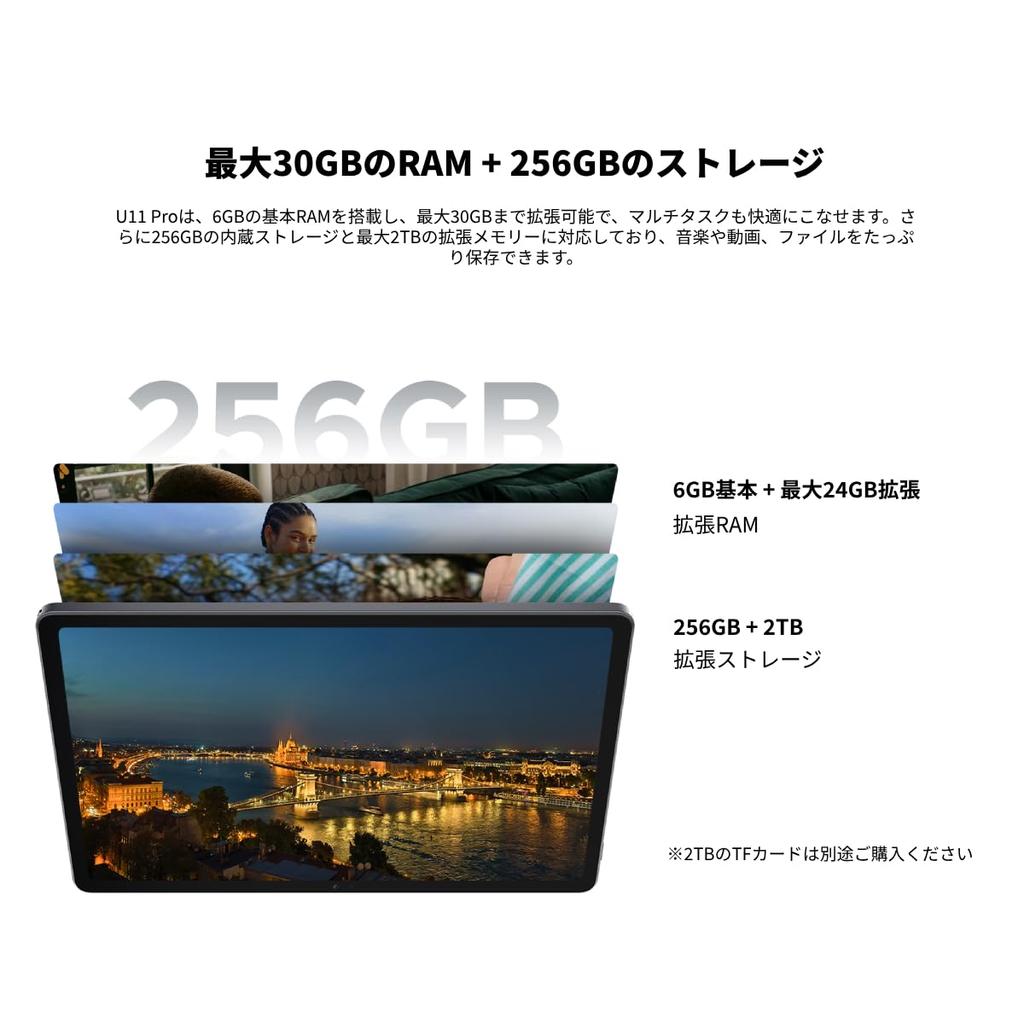 New DOOGEE U11 Pro Android 15 Tablet with 30GB RAM 256GB ROM 2TB TF Card 90Hz HD IPS Large Widevine L1 T7200 8580mAh High 13MP 5MP 5G WiFi Face and