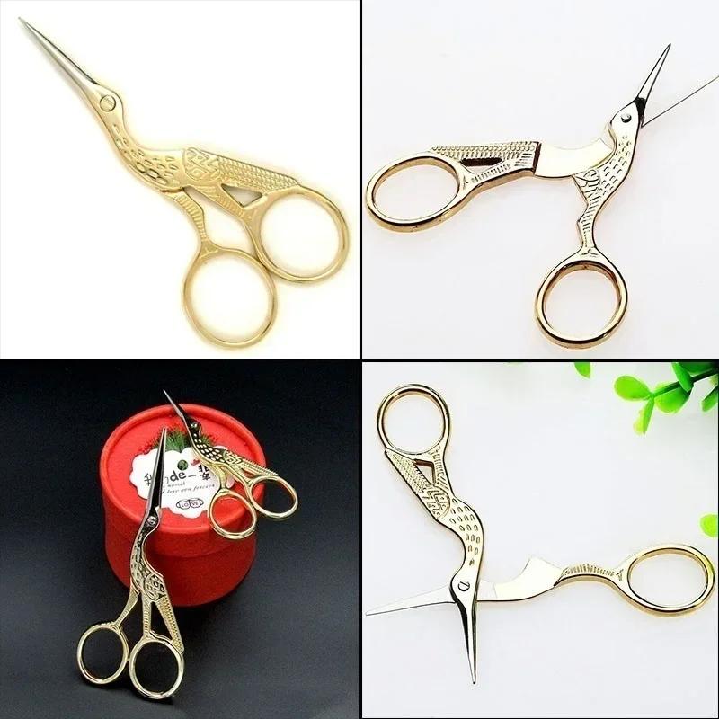 Stainless Steel Crane Shaped Small Scissors Vintage Crane Shaped Embroidery Sewing Handmade Scissors Eyebrow Trimming Scissors