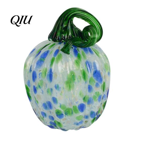 Unique Glass Art Pendant Hand Blown Pumpkin Figurine, Creative Adornment for Desktop Decoration, Fall Rainbow Light Refraction Decor