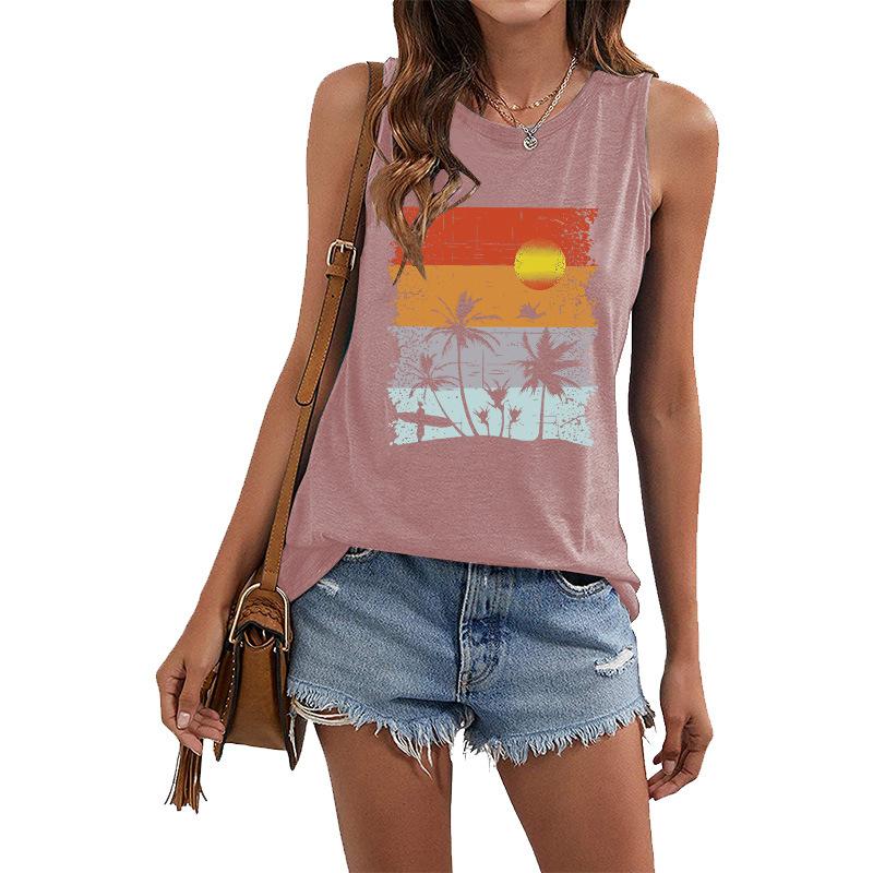 

Женская майка без рукавов с 3D-принтом пейзажа Гавайев, уличная одежда Y2K, оверсайз майка с круглым вырезом, открытые плечи, женская майка без рукавов 4XL