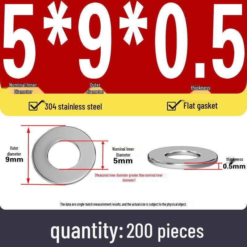 Plochá podložka z nerezové oceli 304 pro nastavení vůle hřídele (0,1/0,2/0,3 mm)