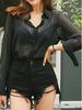 Chic Black Sheer Chiffon Shirt - Stylish and Sexy 2023 Mature Fashion Top
