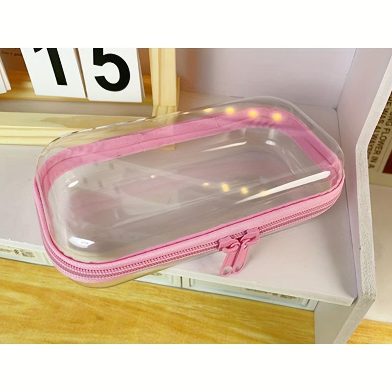 

Cosmetic Storage Box, Transparent Hard Zipper Case,Portable Travel Organizer Suitable for Cosmetics,Building Blocks, And Puzzles розовый