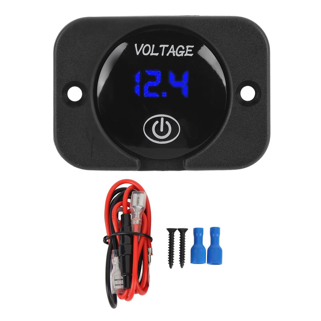 Voltage Gauge with Touch Switch 5 To 48V LED Digital Display Water Resistant Voltmeter Panel for Boat Marine Motorcycle