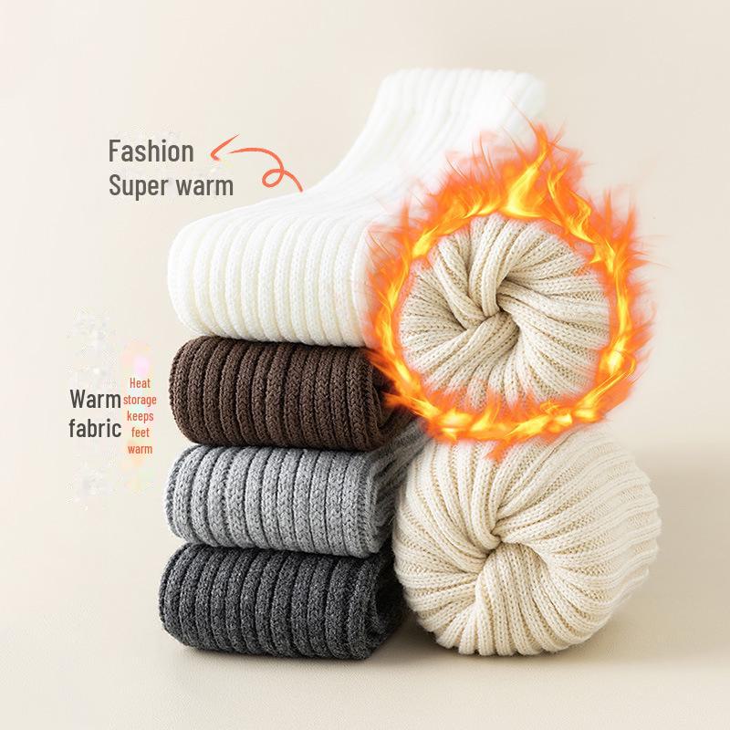 Damskie dzianinowe legginsy za kolano w szare paski, skarpetki na wiosnę i jesień