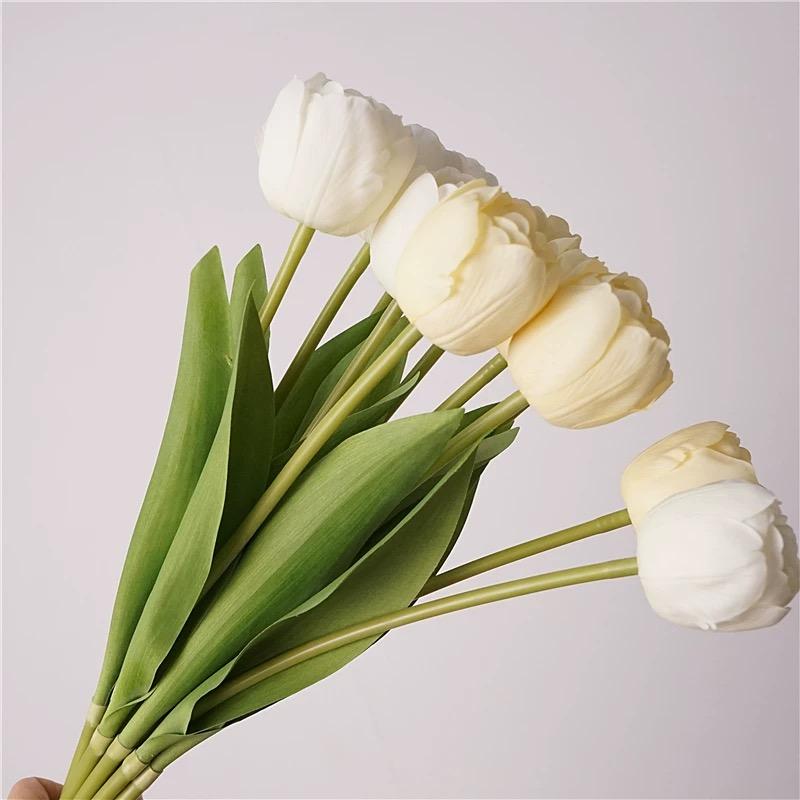 45cm White Artificial Camellia Bouquet 3Pcs Yellow Real Touch Faux Flowers for Home Decor Wedding DIY Floral Arrangements