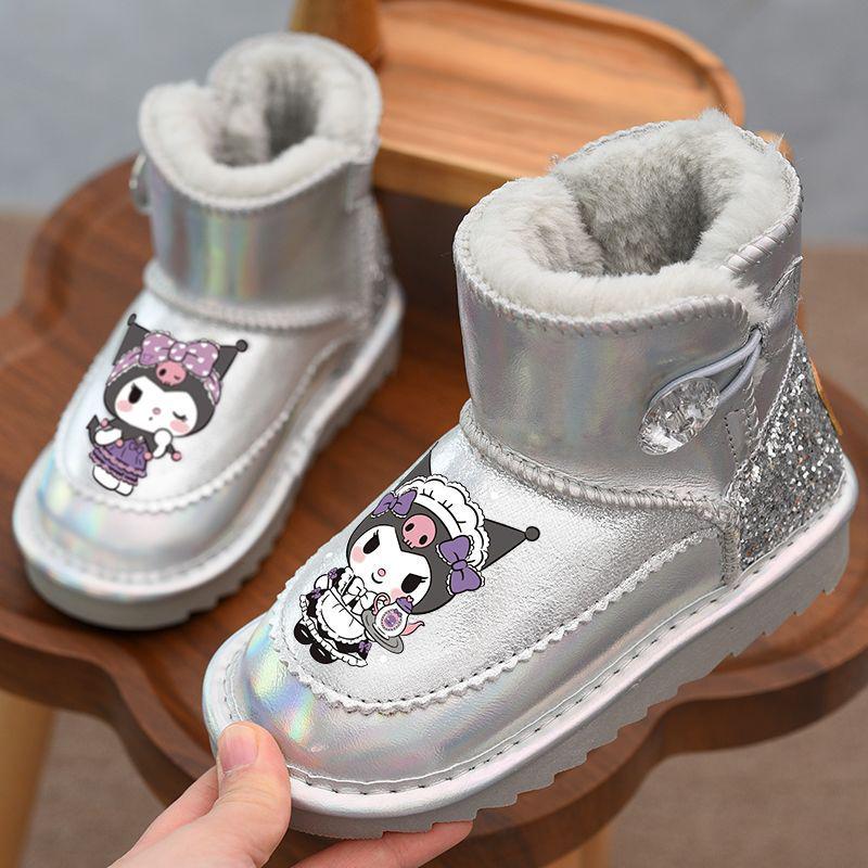 2025 Winter New Arrivals: Girls' Waterproof Snow Boots with Fleece Lining, Cartoon Design, Warm Cotton, for Little Girls