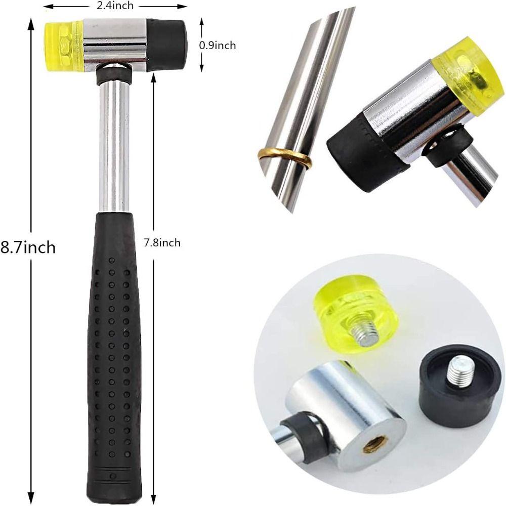 Ensemble De Mesure Pour Bagues - 4 Outils (bâton, Anneaux, Marteau) - Pour Bijoutiers Et Particuliers, En Alliage
