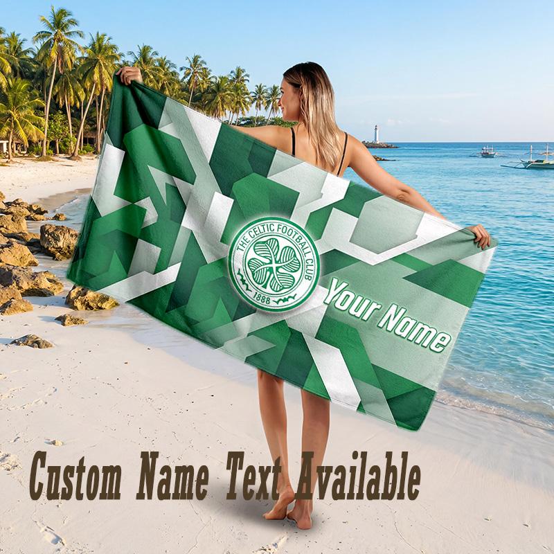 Celtic FC Design Beach Towel Custom Text Large Towel for Beach Vacation