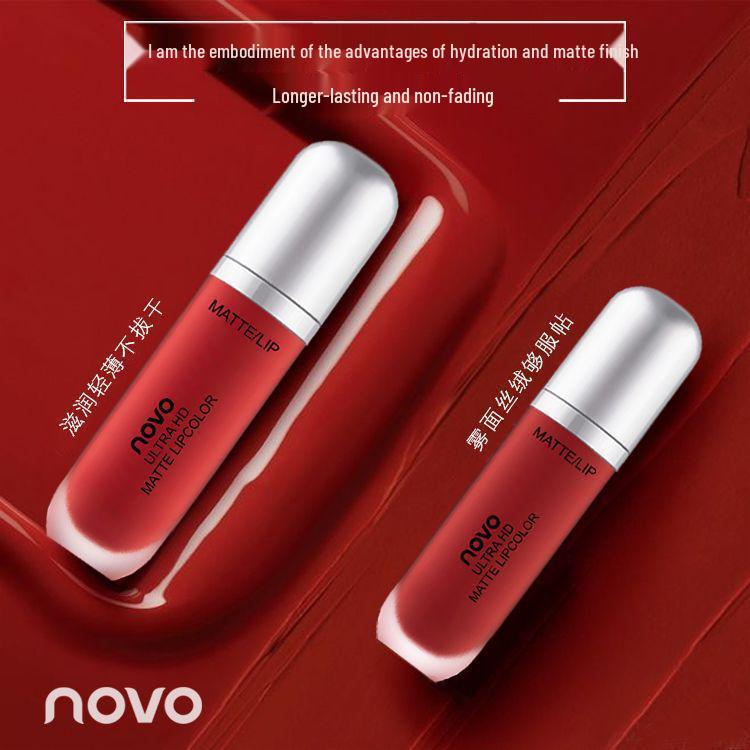 NOVO Velvet Matte Lip Glaze: Moisturizing, Creamy Finish Lip Tint for Students.