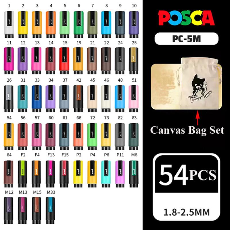 Japan Uni POSCA Markers Set Water-Based Acrylic Paint Pen Rock Painting PC-1M PC-3M PC-5M PC-8K PC-17K Full Colors Range Drawing