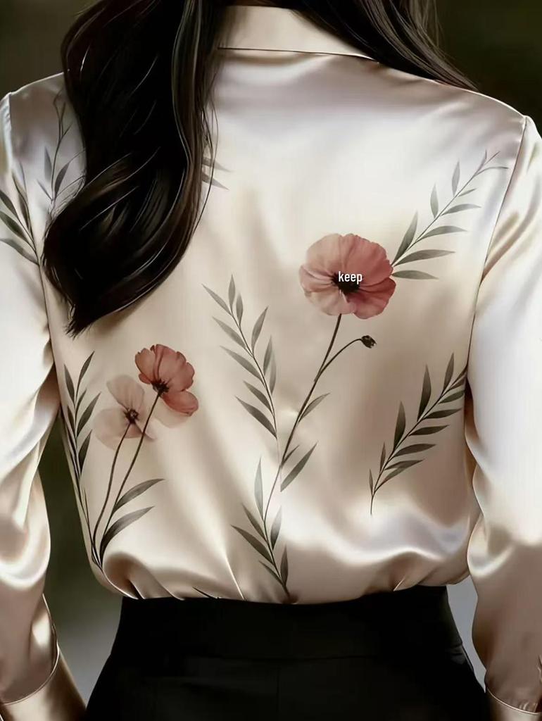 European & American Women's Floral Retro Long Sleeve French Shirt 2026 Design