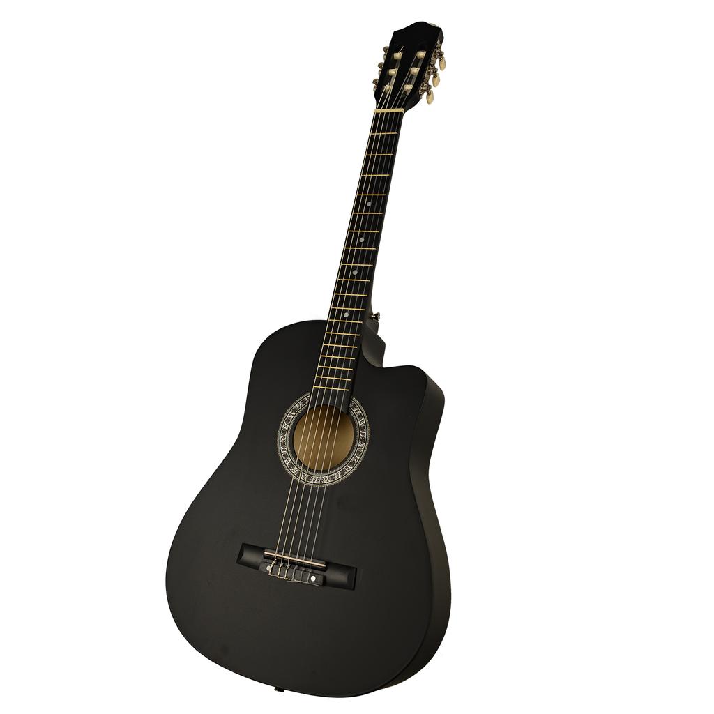 38-inch Curve Acoustic Guitar 6-String Cutaway Classical Guitar with Accessories Kit Guitar Capo