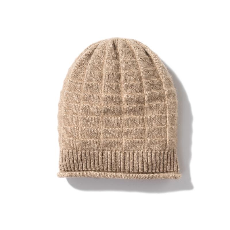 

Cashmere Autumn and Winter New Women s High End Knitted Outdoor Warm Plaid Ear Protection Knitted Casual Toe Cap One Size