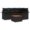 VidaXL Ensemble de canapé de jardin 5 pièces avec coussins Noir Poly Rotin Acacia 3347324