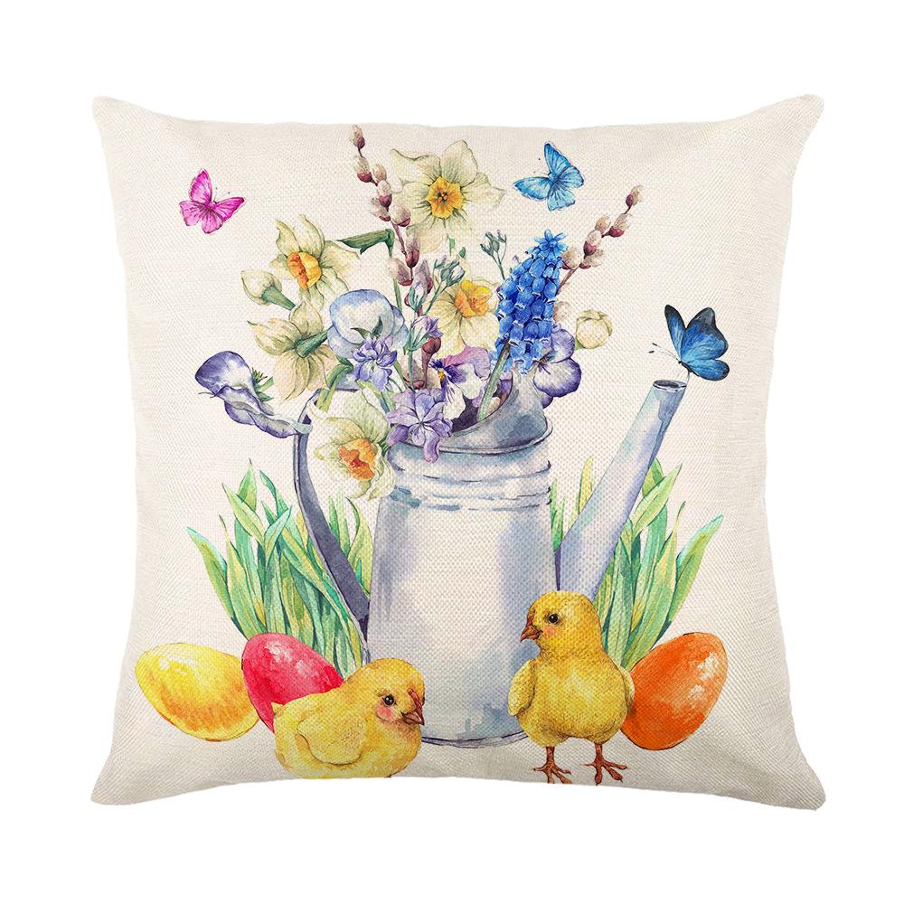 Home Nordic Easter Bunny Pillow Cover Sofa Pillow Bedside Pillow Cover Linen Pillow Cover