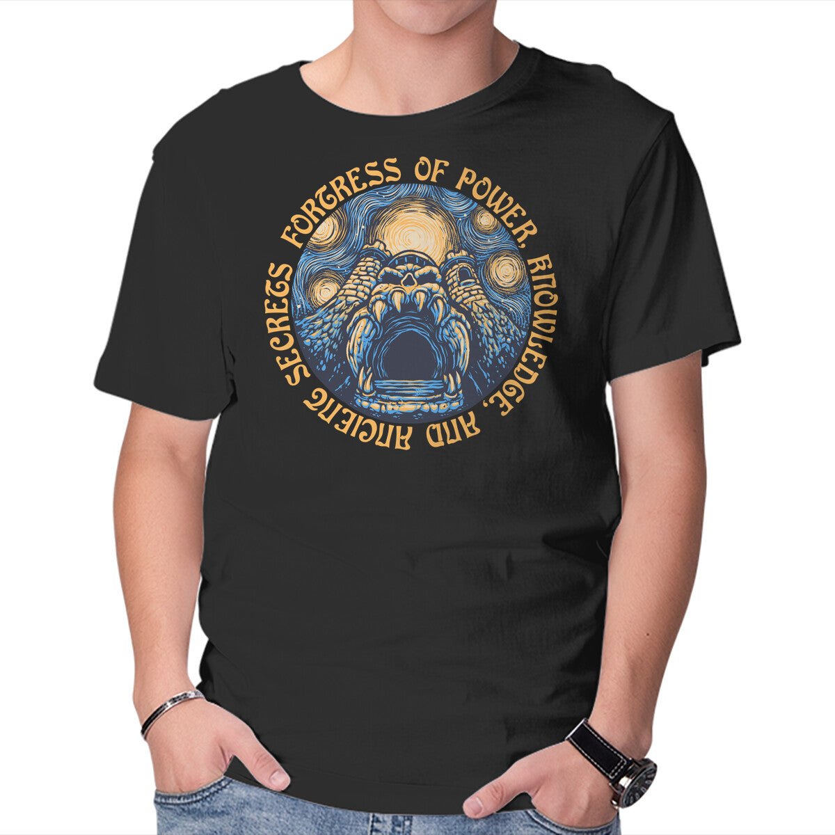 Unisex Crew Neck T-Shirt Fortress Of Power Graphic Short Sleeve Casual Tee XXXL