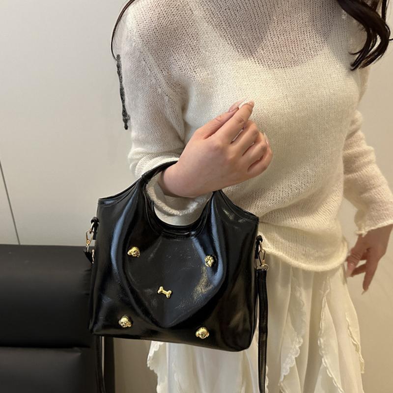 Versatile PU Leather Paw Print Shoulder Bags Solid Color Handheld Crossbody Bag Large Capacity Underarm Bags Women Girls AVE