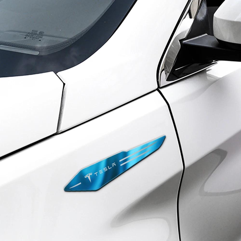 Car Sticker 2025 Hot 2Pcs Car Styling 3D Reflective Metal Body Fender Logo Sticker For Tesla Model 3 Y S X 2017-2023 Roadster Sp