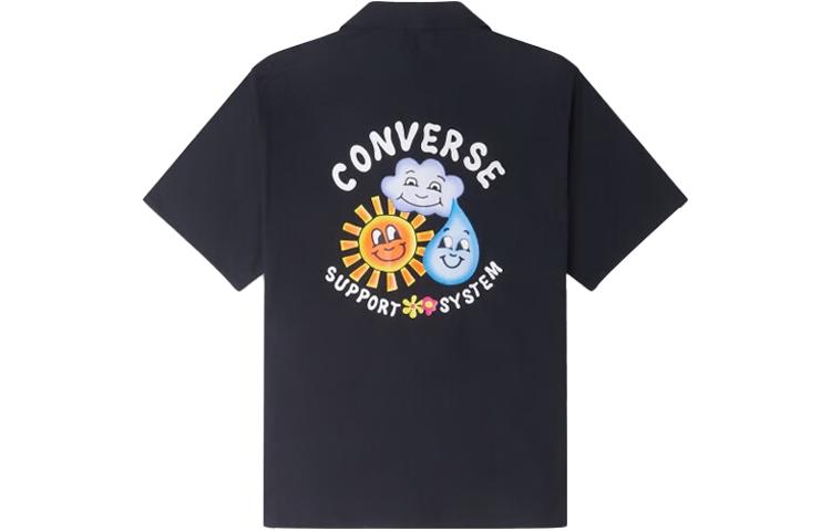 Converse Shirts Men s Black Lapel Moderate Shirt 10024751-A04 L