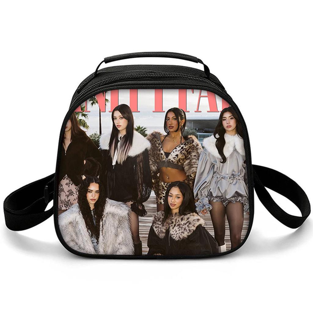 Trendy Crossbody Kpop Katseye Semicircle Lunchbox Thermal Insulation Food Lunch Bag 3D Printed Insulated Handbags Ice Bags