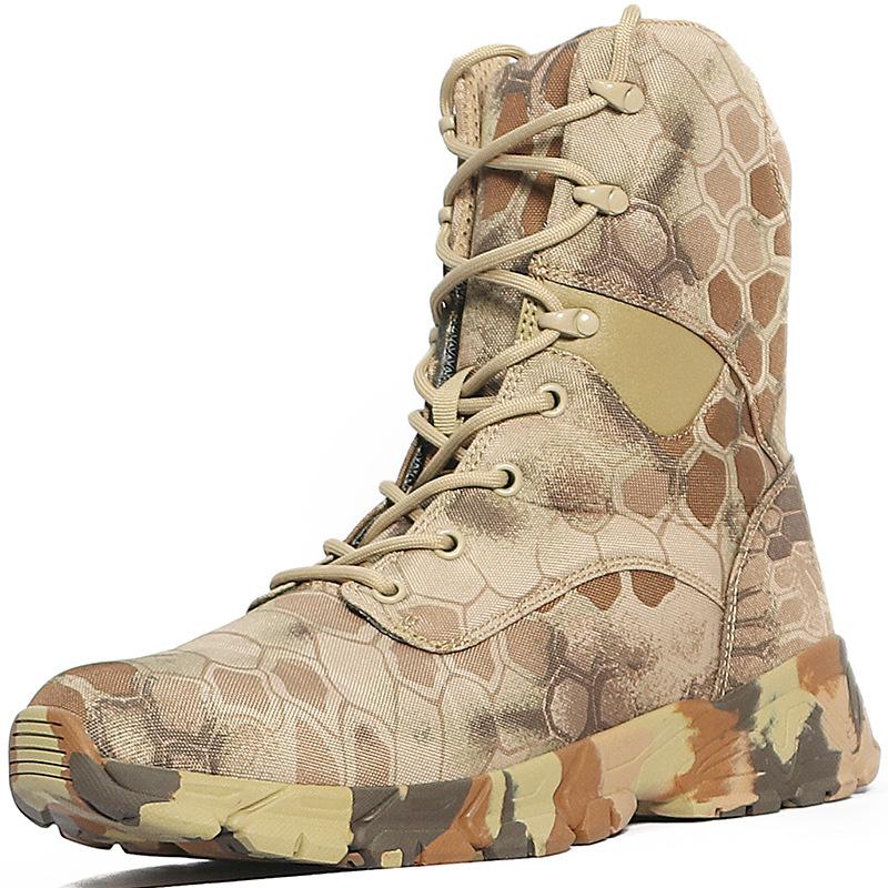Fashion Hunting Boots Men's High Top Camouflage Breathable Tactical Shoes Outdoor Hiking Wear-Resistant Waterproof Mountaineering Boots