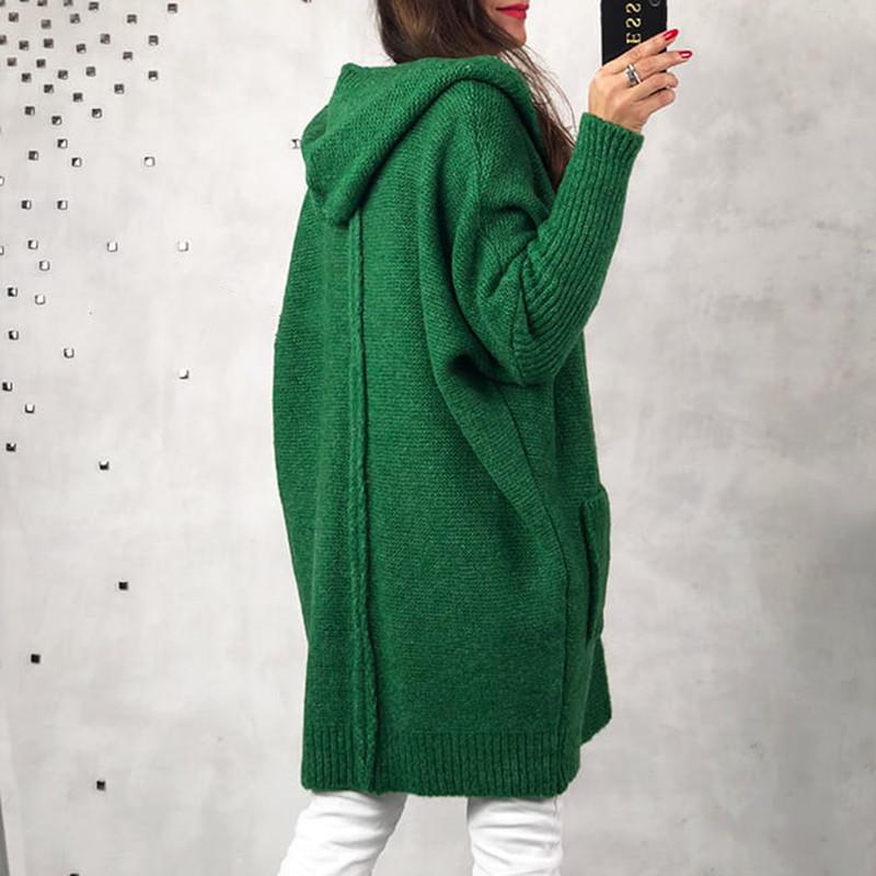 Women's Hooded Patchwork Knit Cardigan with Pockets 2025