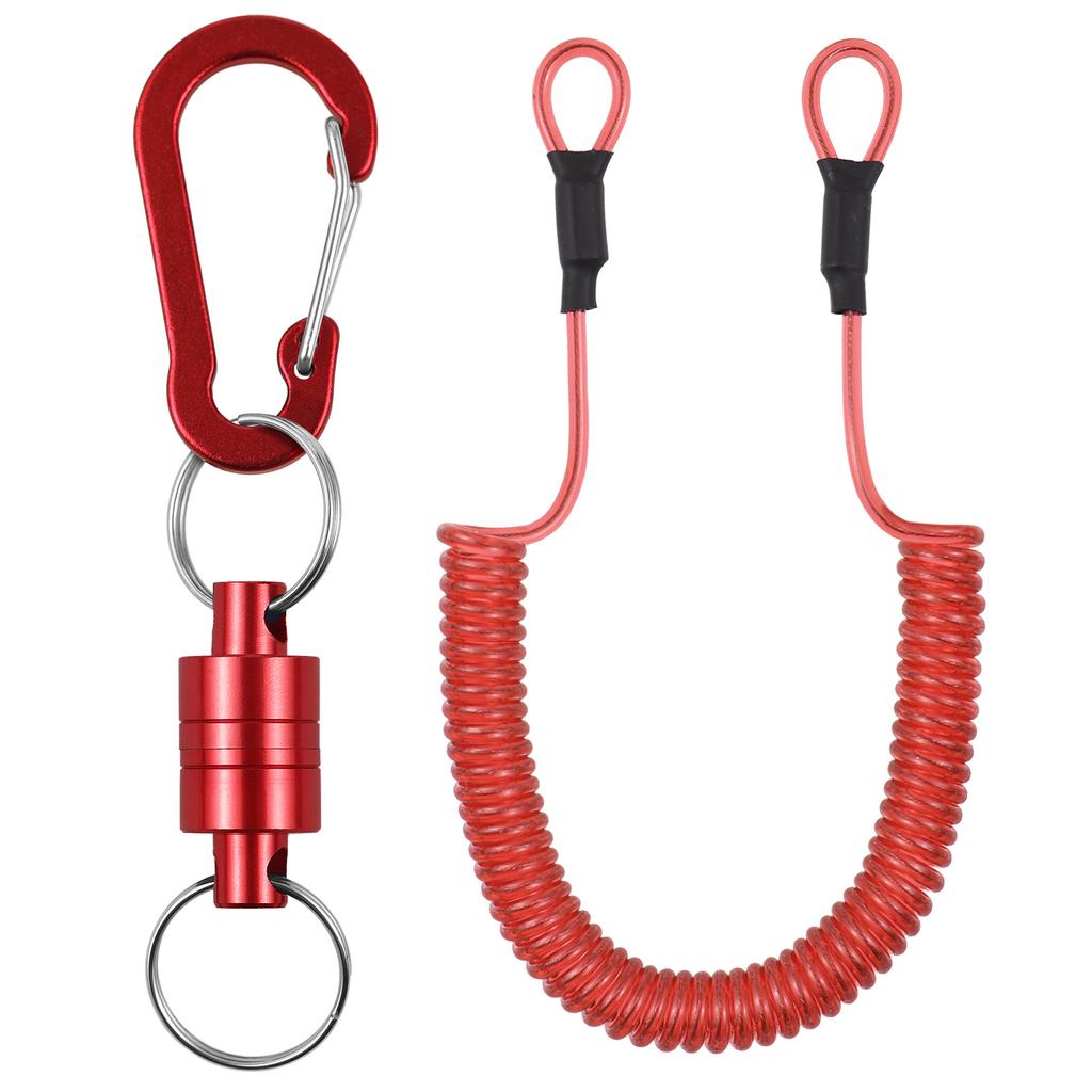 Tool Lanyard Bungee Cords with Carabiner Clips Strong Magnetic Net Release for Fly Fishing with