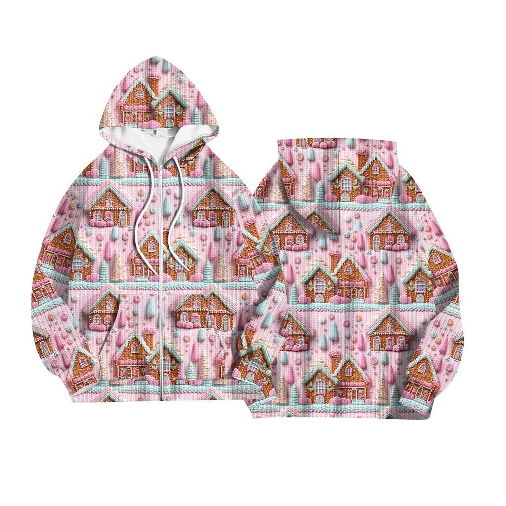 Women's Fashion Jacket Casual Printed Long-sleeved Hooded Cardigan Sweatshirts