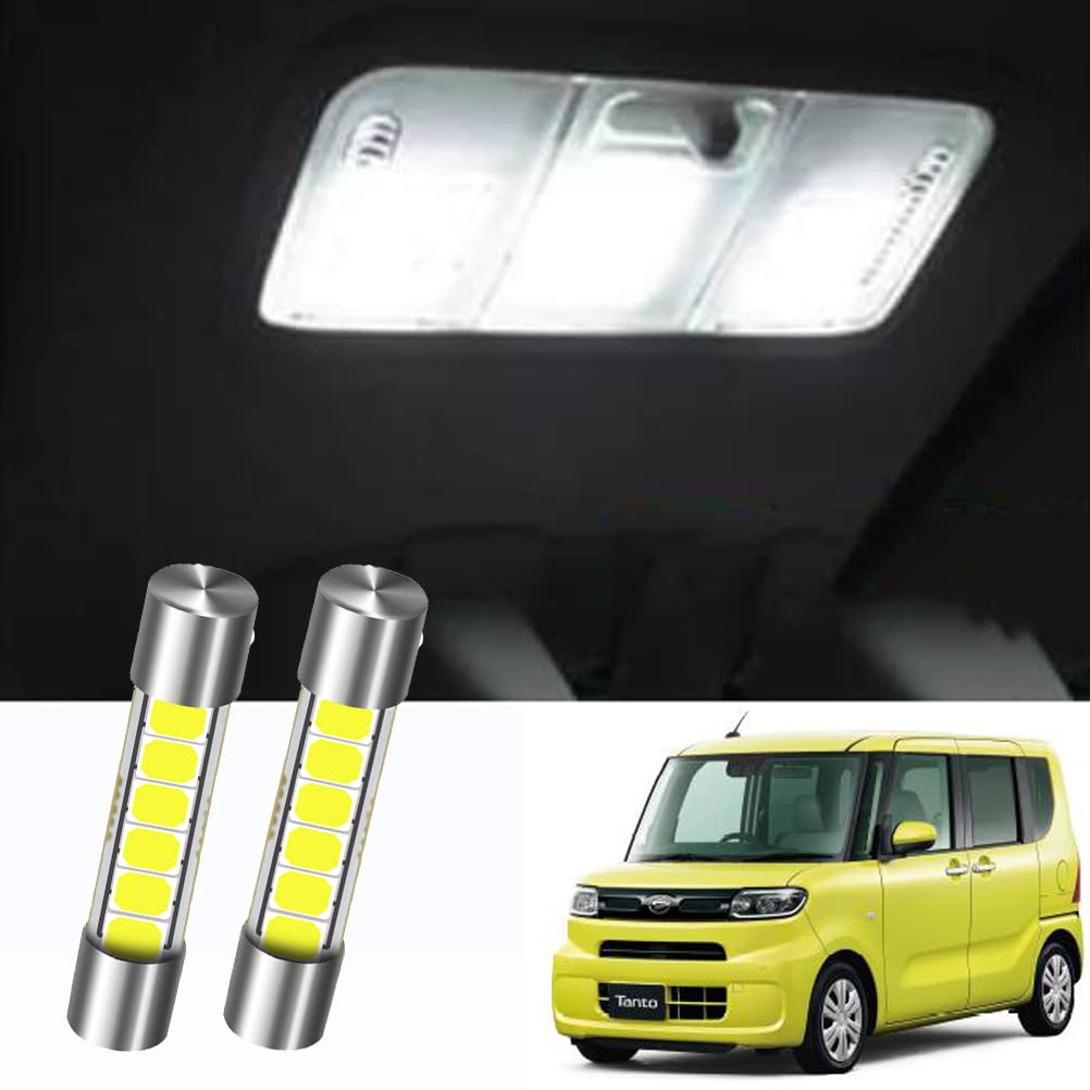 Set of 2 LED Vanity X Triple SMD Visor for Daihatsu Custom Suitable for Interior and Room Includes LED Light and Lamps, T6.3 31mm, 3-chip Bulbs,