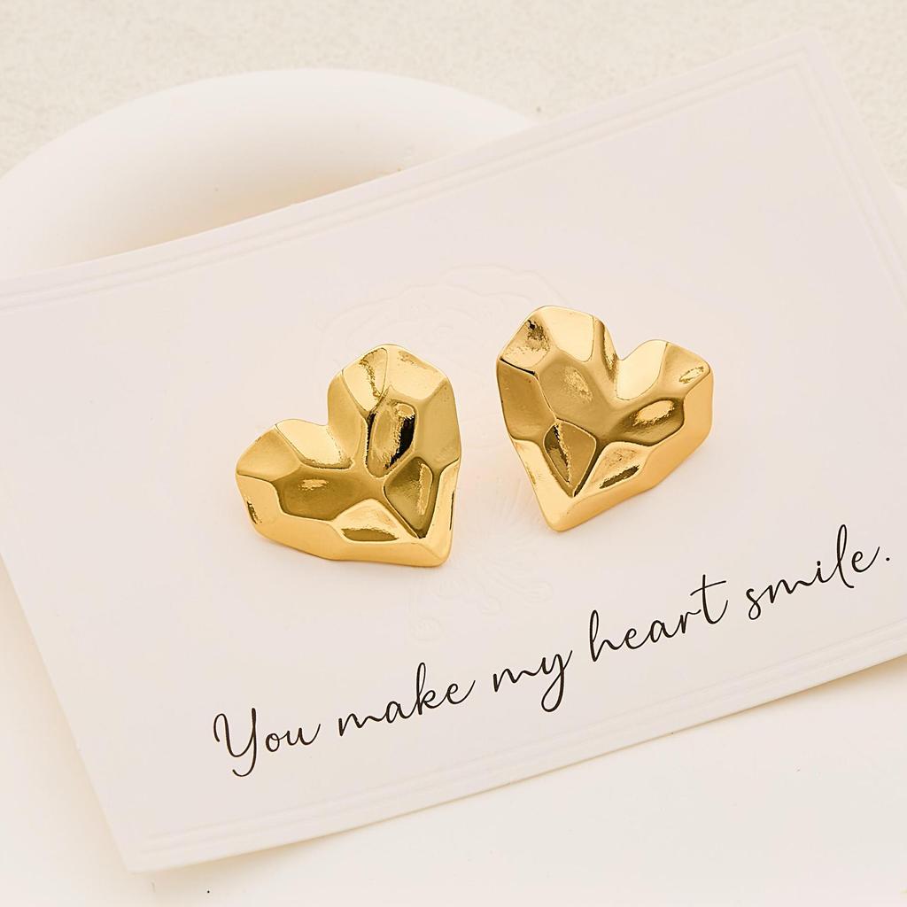 Geometrische Gestreifte Herz Edelstahl Ohrstecker für Damen