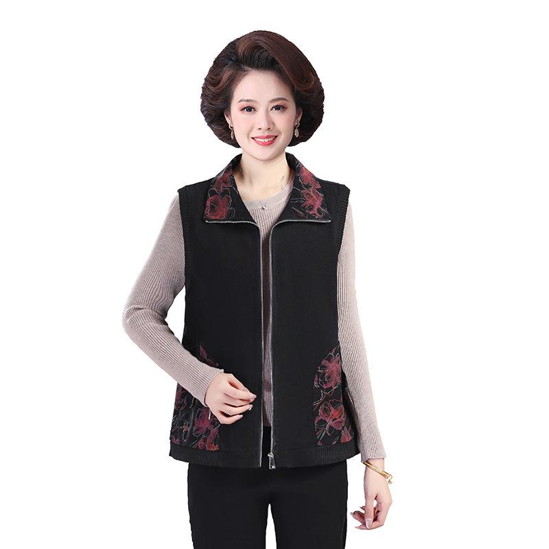 Grandma's Casual Zipper Vest for Elderly Women - Spring/Fall Style