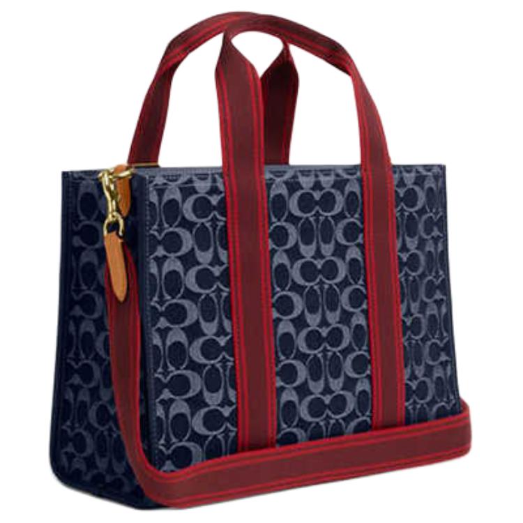 Coach Smith 35 Letter Print Magnetic Closure Fabric Tote Bag Shopping Bag Shoulder Crossbody Handbag Large Women tote Denim-Blue CY698-IMXIA