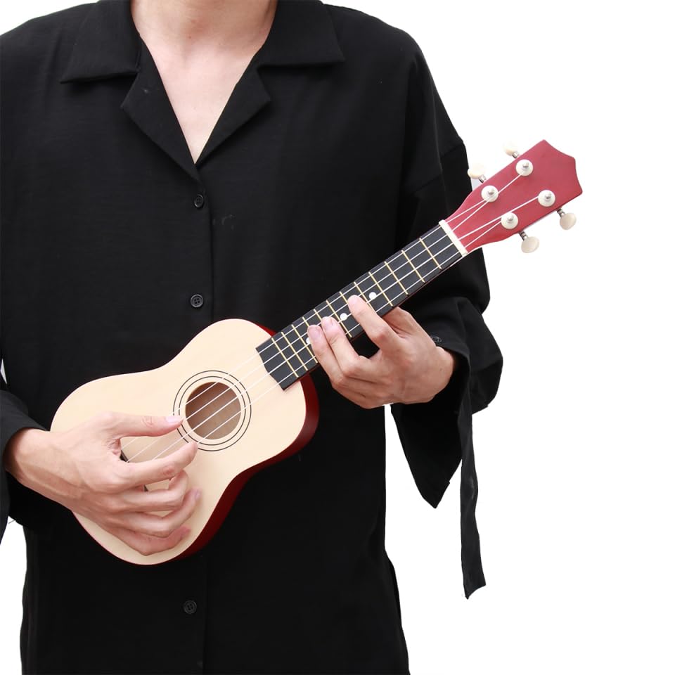 Artibetter 21 Inch Ukulele Guitar Ukulele Interesting Introductory Beginner Starter Musical Solid Wood Instrument Model (Burley Wood)