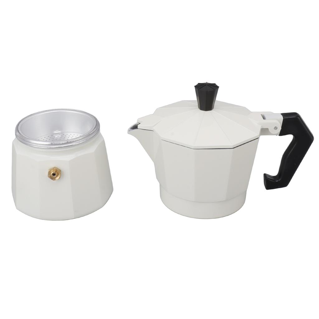 Stovetop Moka Pot Italian Hand Brewed Coffee Maker Aluminum Alloy Kitchen DIY Accessories White 300ml