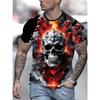 Summer Round Neck 3D Skull Print Top Fashionable Casual Short Sleeved Men's T-shirts