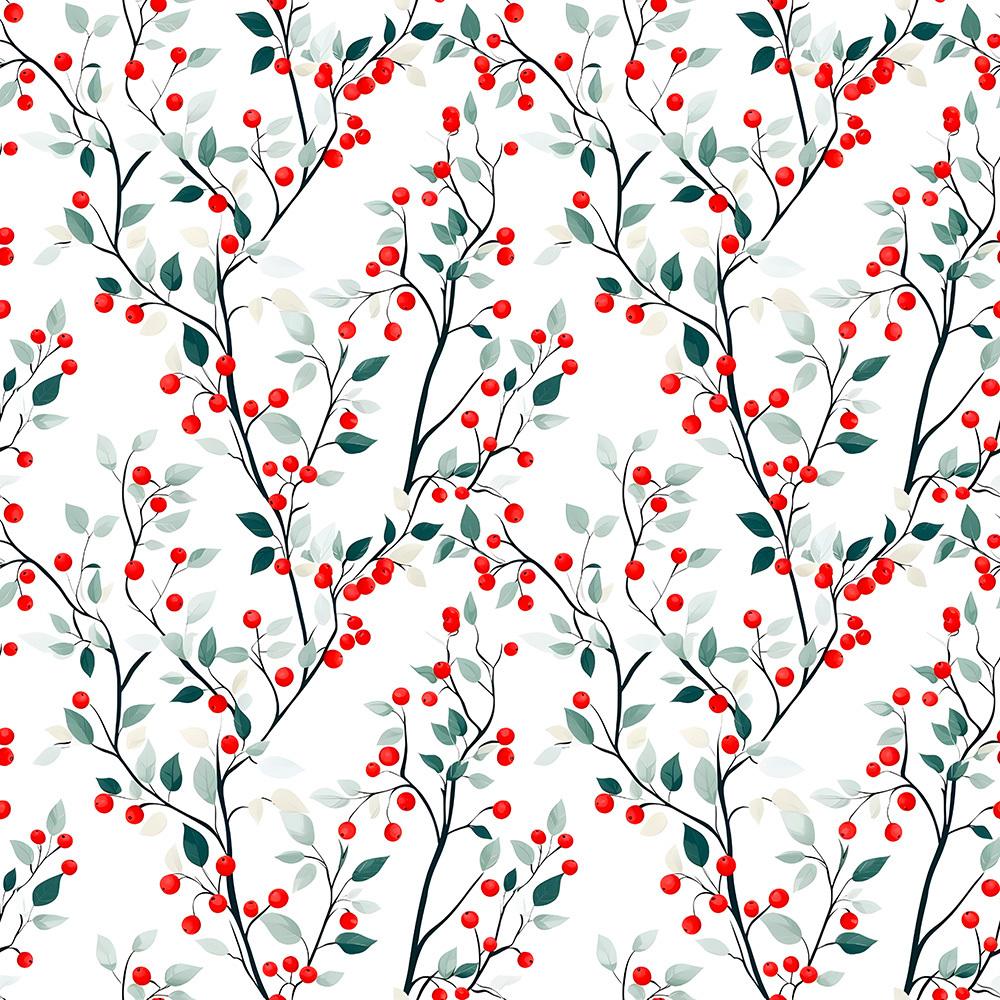 Digital Print Shower Curtain - Fresh Green Leaves & Red Fruit, Durable Polyester, Grommets For Easy Install, Artistic Bath Deco