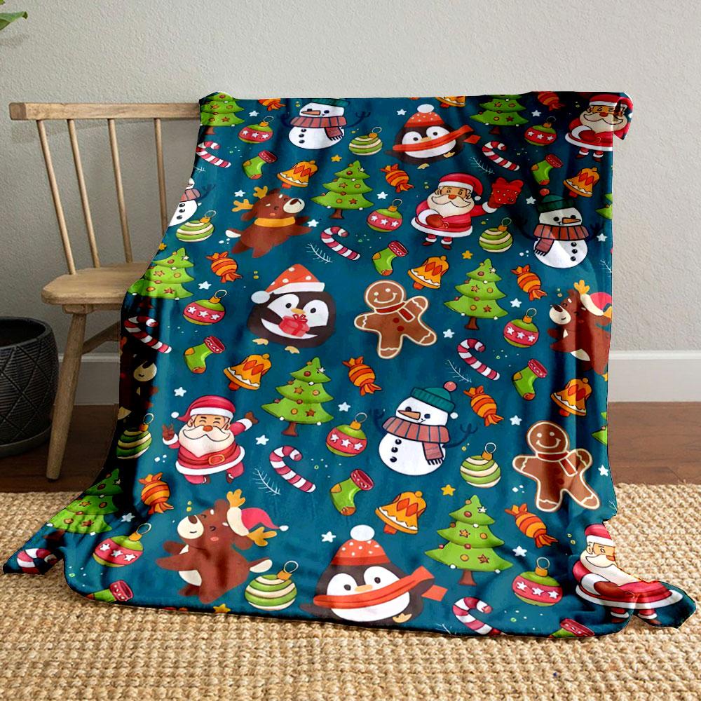 Christmas Snowman Santa Claus Blanket bedroom Blanket for Livingroom Couch lunch break Soft throw for Friend s festival Gift 80cm x 120cm