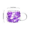 Double Wall Glass Coffee Mugs Set of 4 High Borosilicate Insulated Cups with Colorful Petal Design for Tea