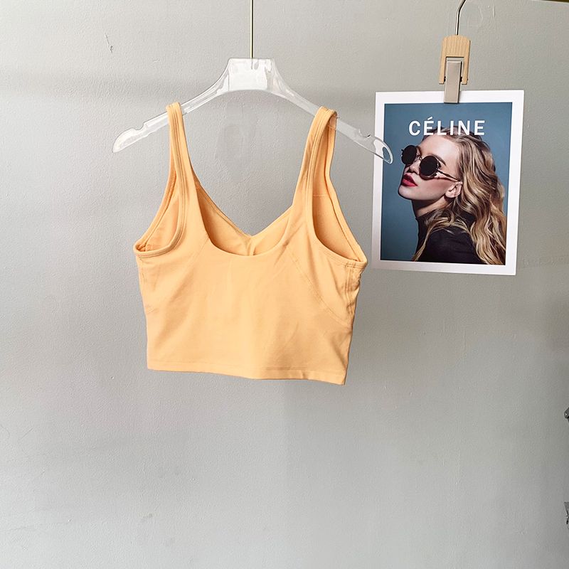 Lu Same Sports Vest Women's Summer Thin Semi-Fixed Cup Nude Feel Shaping Yoga Intimates U-Shaped Yoga Vest