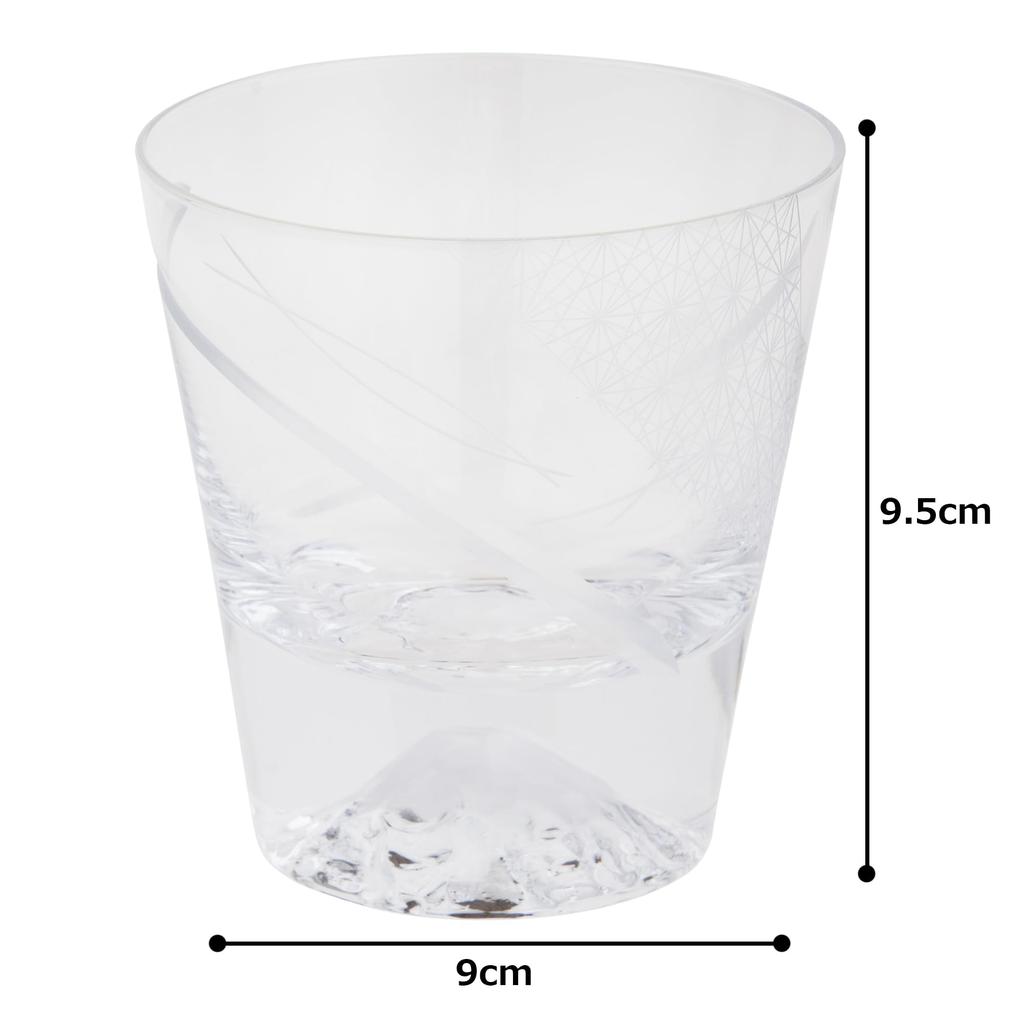 [Authentic Product] Tajima Glass "Edo Glass" Mt. Fuji Premium Rock Glass, Approx. 9cm Diameter x 9.5cm Height, Approx. 270ml Capacity, Clear, Gift, Pr