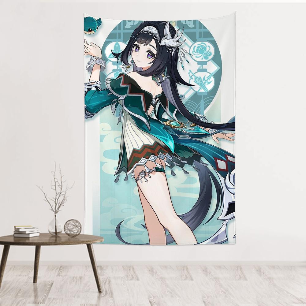 Lan Yan Genshin Impact Tapestry Room Decor Wall Cloth Party Hanging Background Room Decor Baby Room
