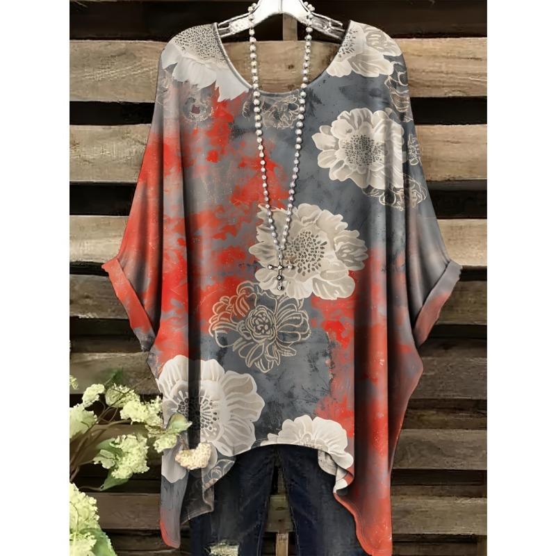 

Women s T-Shirt Elegant Flower Graphic Print Summer Casual Comfortable Women Short Sleeve T-Shirt S