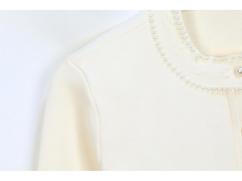 M's 2025 Early Spring Women's French Sleeveless Round Neck Knitted Dress with Pearl Openwork Pattern