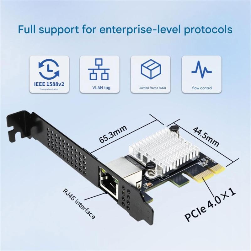 PCIe4.0 X1 10Gbps Ethernet Card Optimized For Gaming NAS Servers Using Advanced 8127 Controller Chip