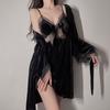 Women's Sexy Autumn and Winter Golden Velvet Pajamas with Chest Pads, Suspenders, Nightgowns, Pure Lace Two-piece Set Live